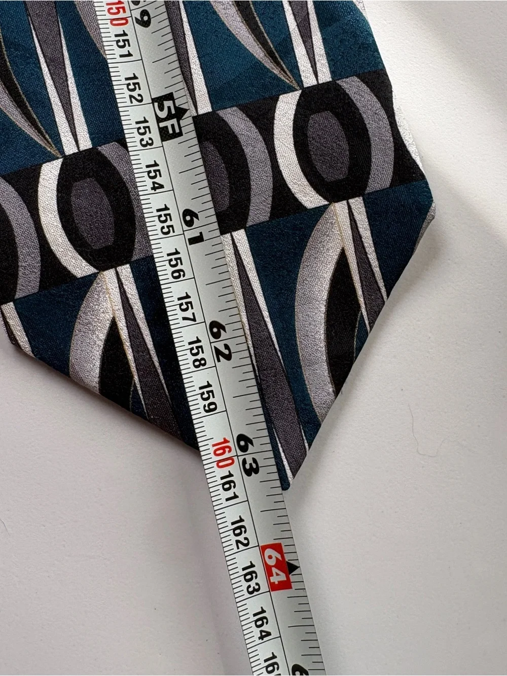 Mark Alexander Men's Silk Tie Extra Long Abstract Geometric Teal Silver Gray